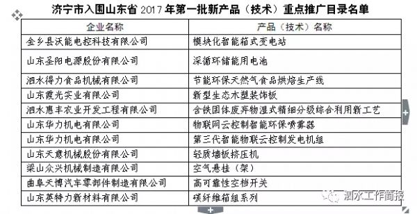 企业入围山东省第一批新产品（技术）重点推广目录.png